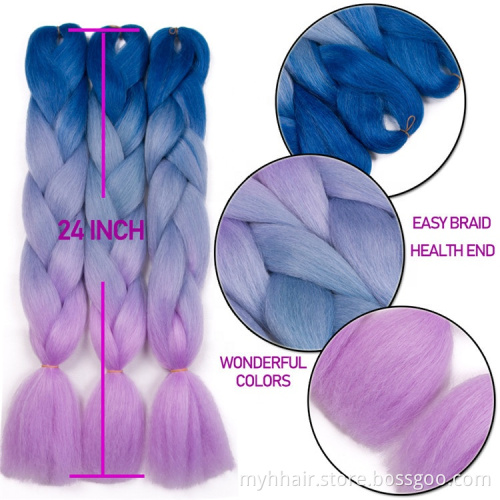 Wholesale Synthetic hair Bulk Crochet Hair 24 inch Ombre Braiding Hair for Women extension Wholesale Cheap Jumbo Braid